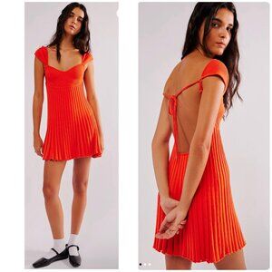 Free People Cherie Mini Dress Womens Large Orange Open Back Feminine Coastal